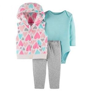 NWT Carter's 3pc  Snowflake Vest Little Jacket Set